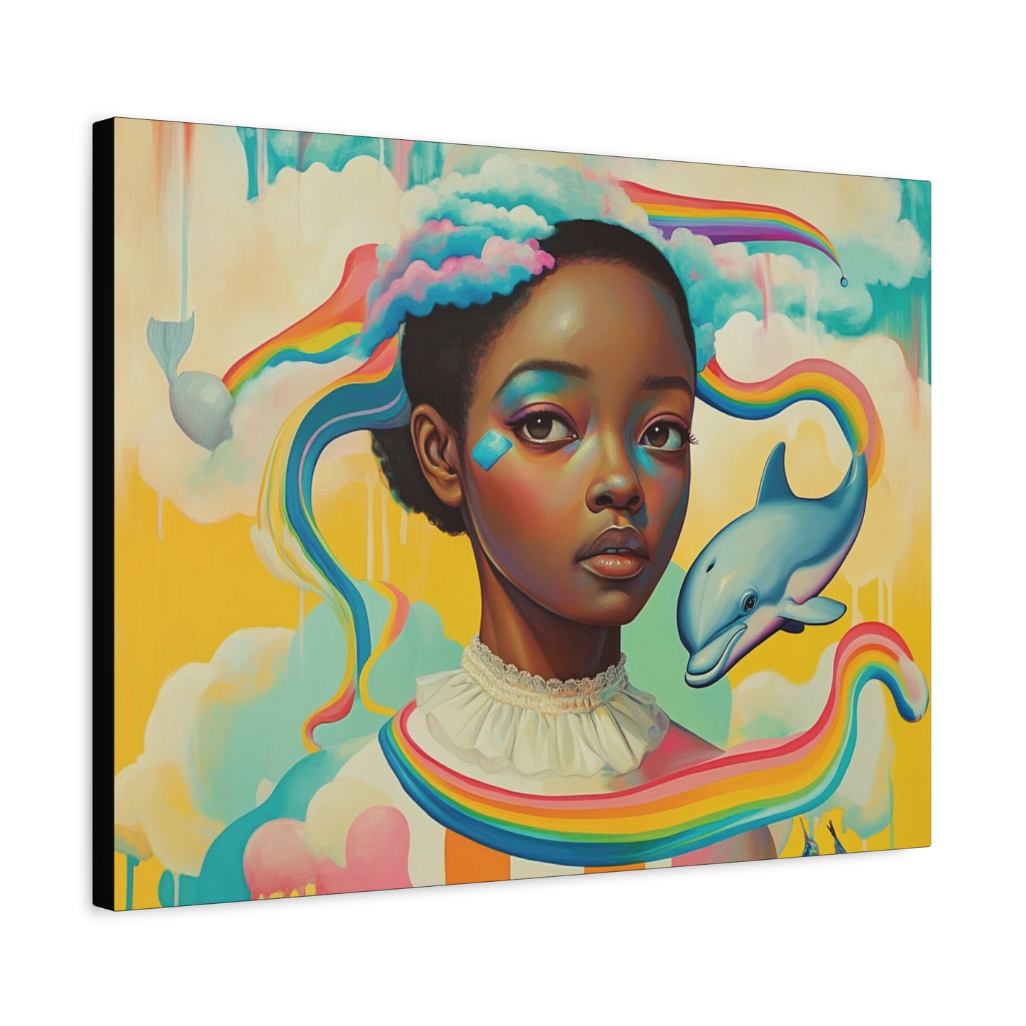 Fantasy Dolphins & Rainbows Canvas Wall Art - Nursery, Bedroom or Living Room
