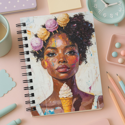 Loving You Inspired Journal – 70s Aesthetic, Black Woman Eating Ice Cream