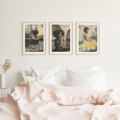 Black Woman in Black Dress - Natural Hair - Home Decor