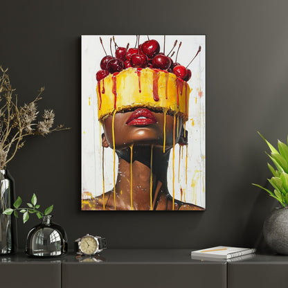 Surreal Cake & Cherries Wall Art Canvas Wall Art for Kitchen or Living Room