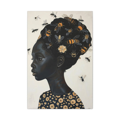Beautiful Woman Bees and Flower Themes - Canvas Wall Art