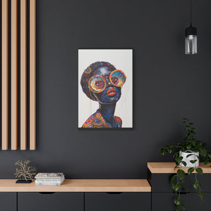 Whimsical Black Alien Inspired Canvas Wall Art Print for living room or hallway