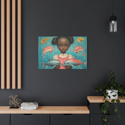 On the Horizon Canvas Wall Art | Dolphins Underwater Fantasy