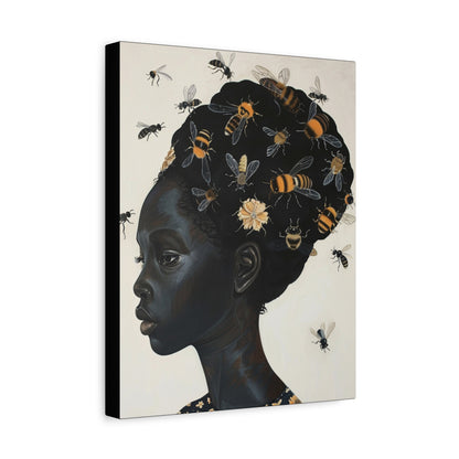 Beautiful Woman Bees and Flower Themes - Canvas Wall Art