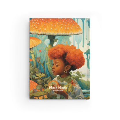 Hardcover Journal – Fantasy Forest Canvas with Mushrooms and Flowers