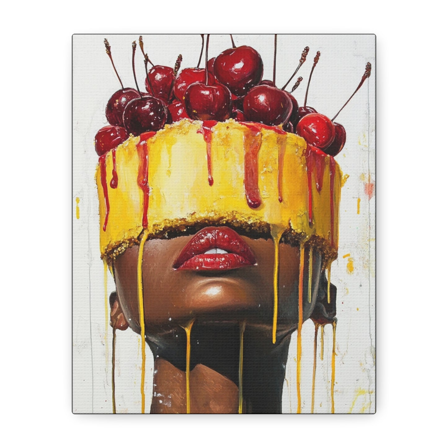 Surreal Cake & Cherries Wall Art Canvas Wall Art for Kitchen or Living Room