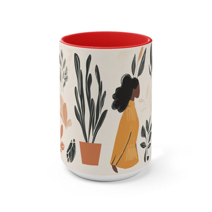 Boho Accent Mug for Plant Lovers, Cozy, Gift for Gardeners