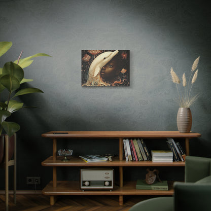 Fantasy Art Print – Black Girl and White Dolphin in Dreamlike Ocean Scene