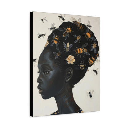 Beautiful Woman Bees and Flower Themes - Canvas Wall Art