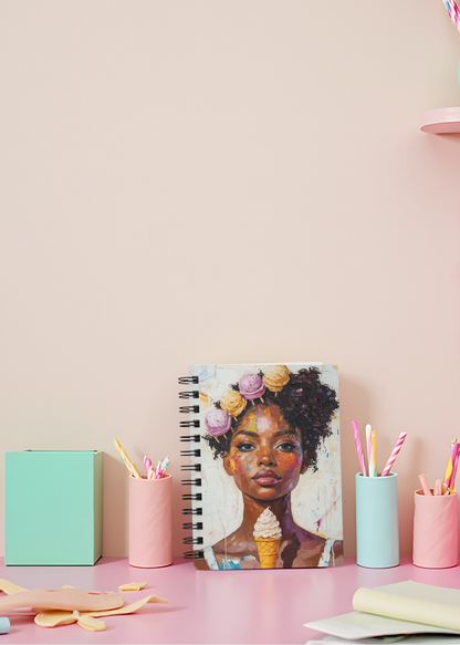 Loving You Inspired Journal – 70s Aesthetic, Black Woman Eating Ice Cream