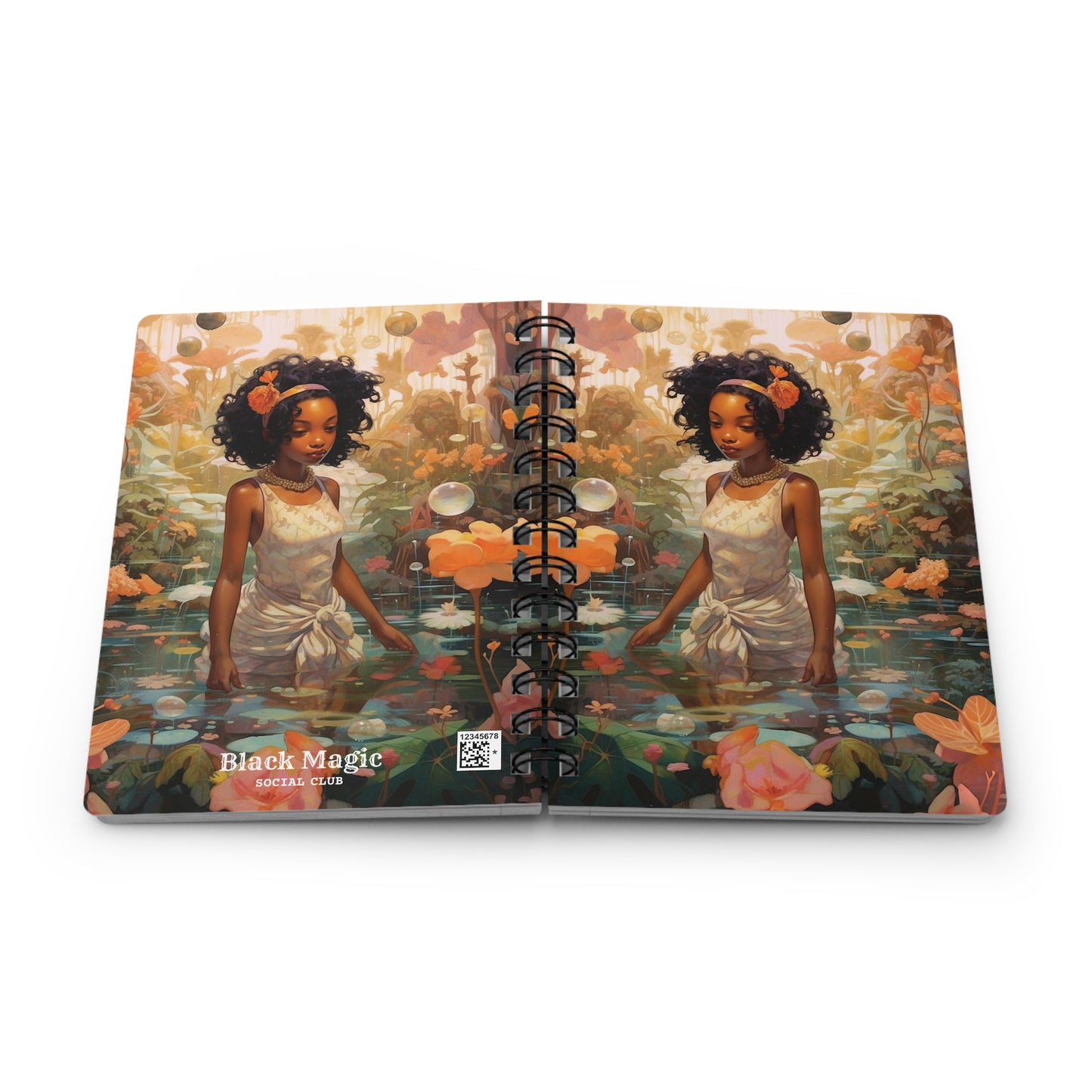 Flowers, Water, and Black Woman | Spiral Bound & Lined Journal