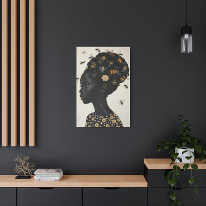 Beautiful Woman Bees and Flower Themes - Canvas Wall Art