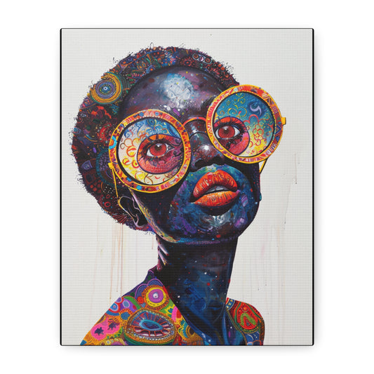 Whimsical Black Alien Inspired Canvas Wall Art Print for living room or hallway