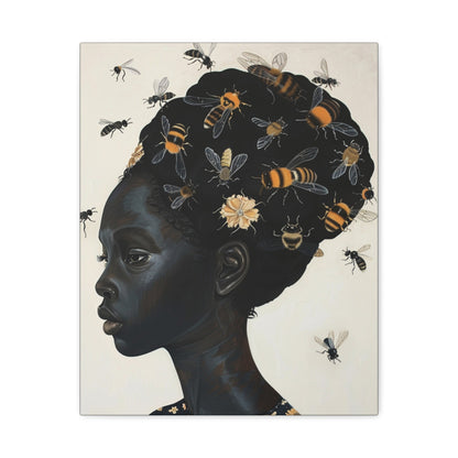 Beautiful Woman Bees and Flower Themes - Canvas Wall Art