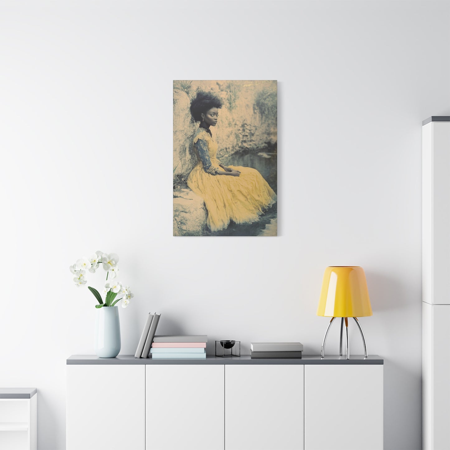 Cinematic Black Beauty  - Natural Hair - Yellow Dress - Fountain