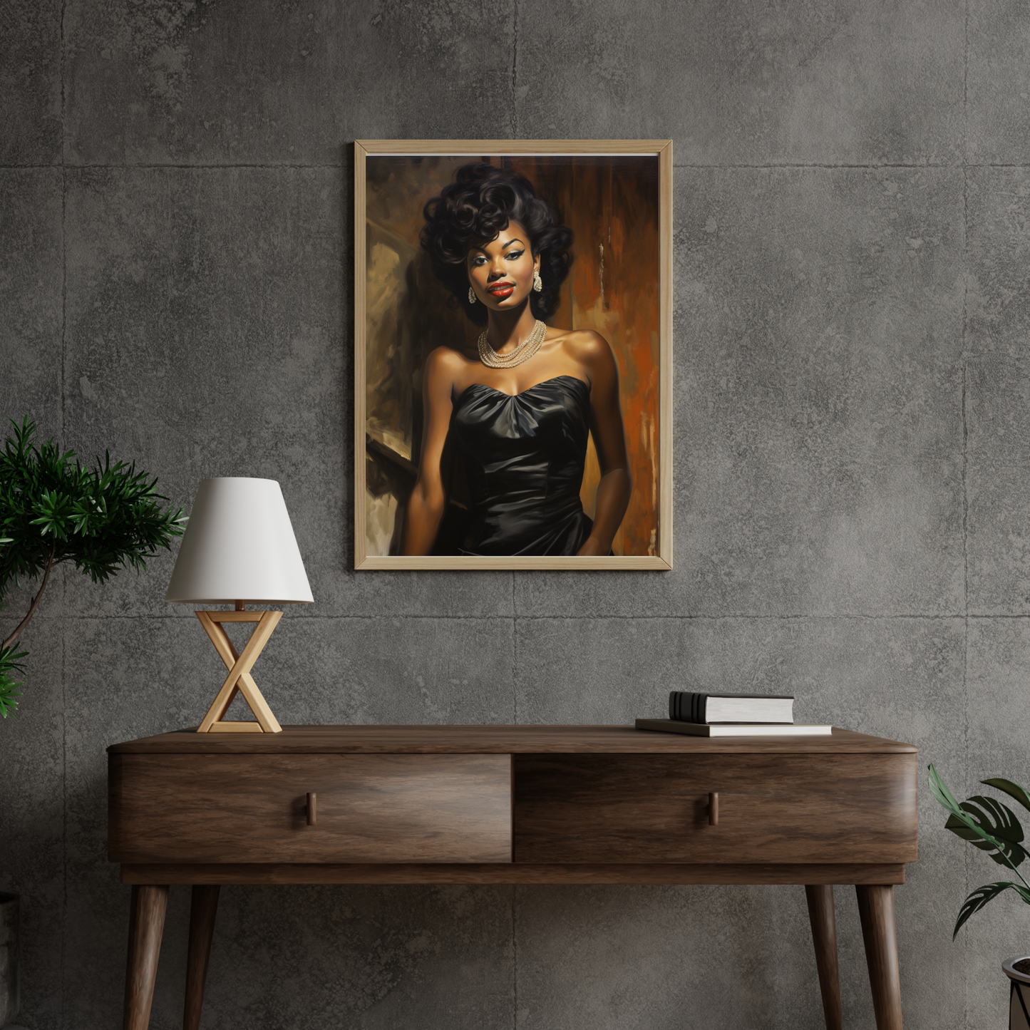 Vintage Black Woman in Black Dress - Hollywood Glam – Retro Poster