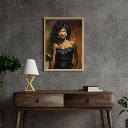 Vintage Black Woman in Black Dress - Hollywood Glam – Retro Poster