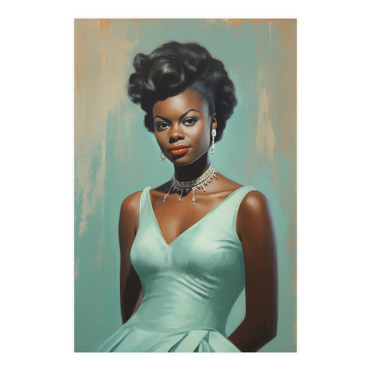 Regal Black Woman Poster – Mid-Century Inspired Wall Decor