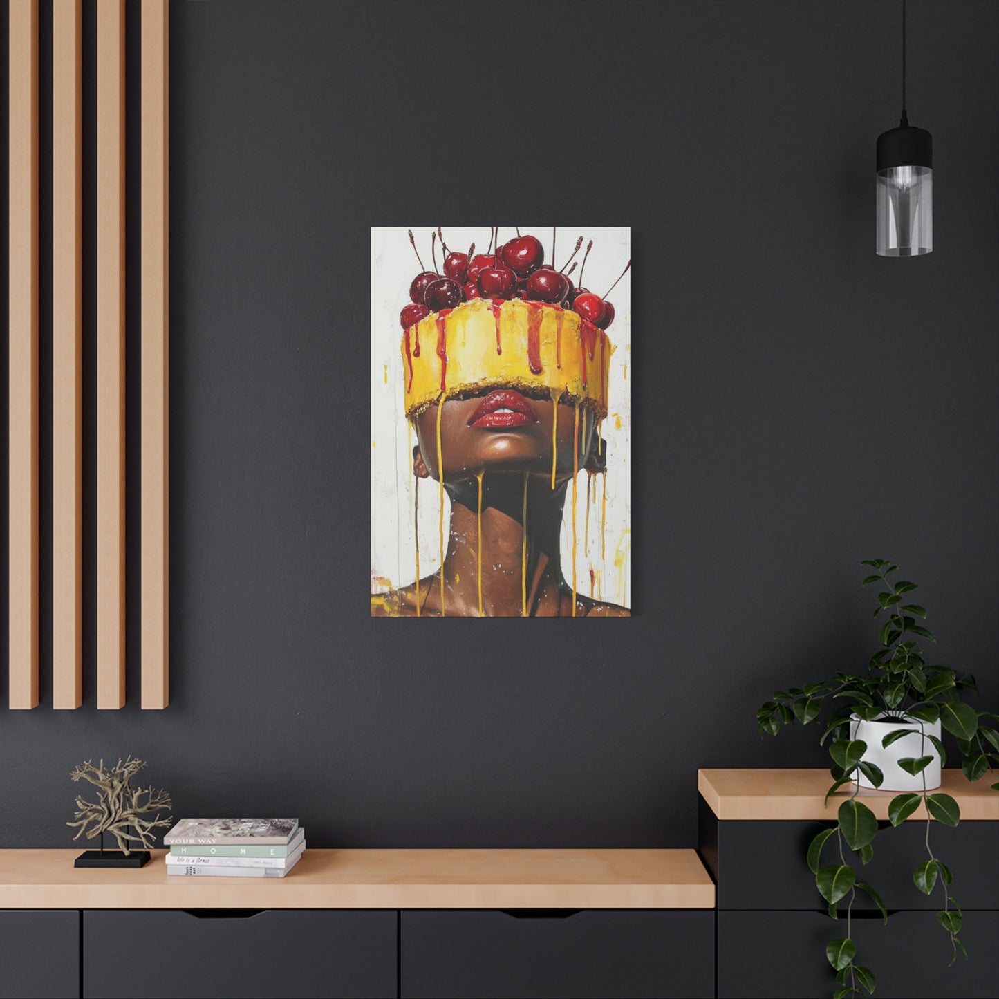 Surreal Cake & Cherries Wall Art Canvas Wall Art for Kitchen or Living Room