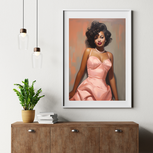 Black Beauty - Vintage Pink Gown Poster - For Classic & Retro Interiors