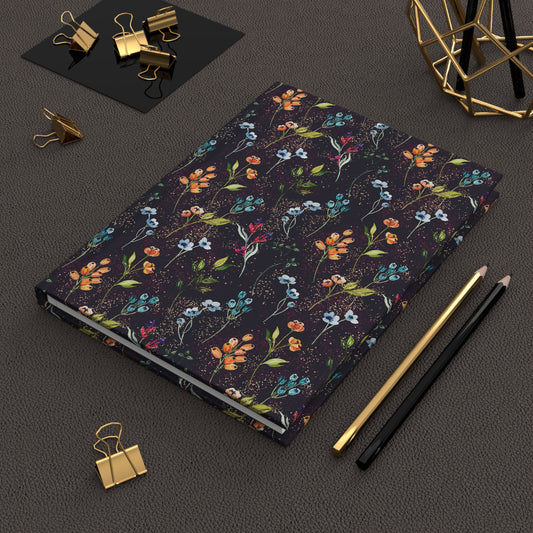 Black Wildflower Journal - Hardcover with Bold Design