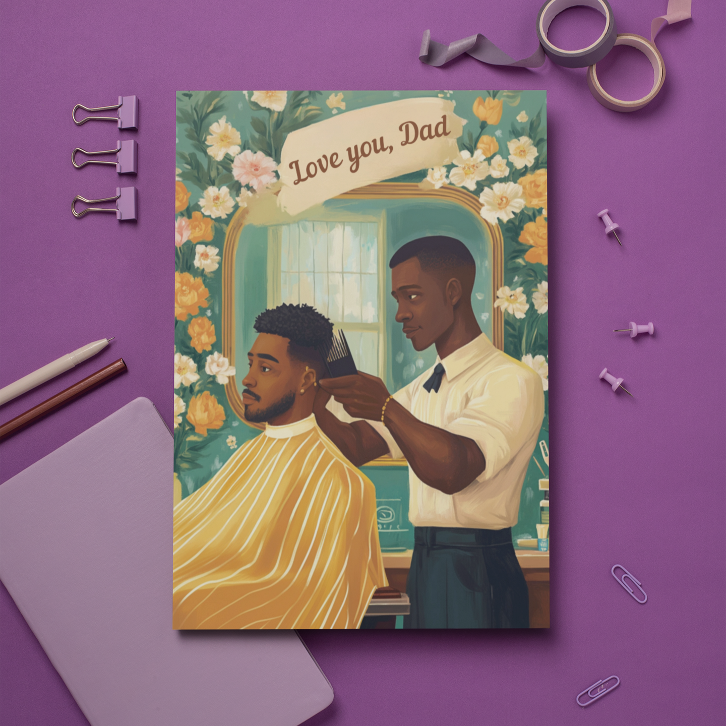 Stylish Black Barber Dad Card – Perfect for Father’s Day or Just Because