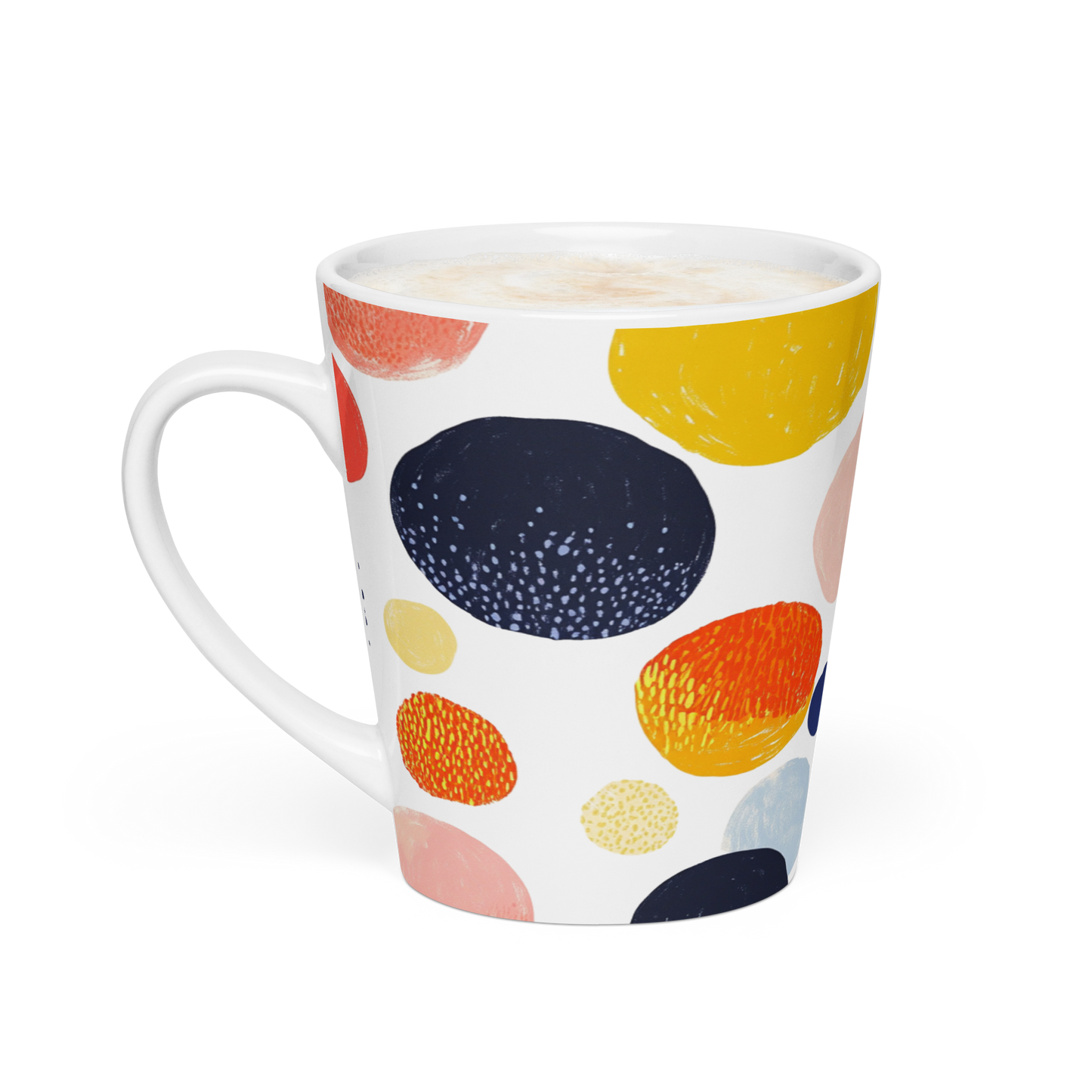 Bold Colorful Dot Pattern Latte Mug – Fun Gift Idea for Coffee & Tea Lovers
